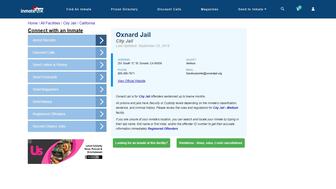 Oxnard Jail | Inmate Locator