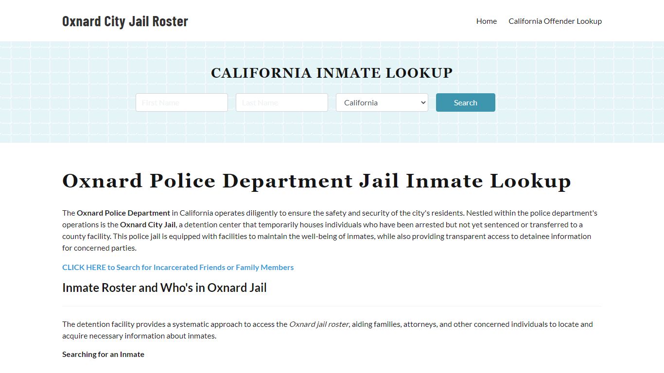 Oxnard Police Department & City Jail, CA Inmate Roster, Arrests, Mugshots